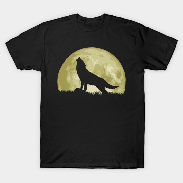 Howling Wolf And Epic Full Moon T-Shirt by Nerd_art